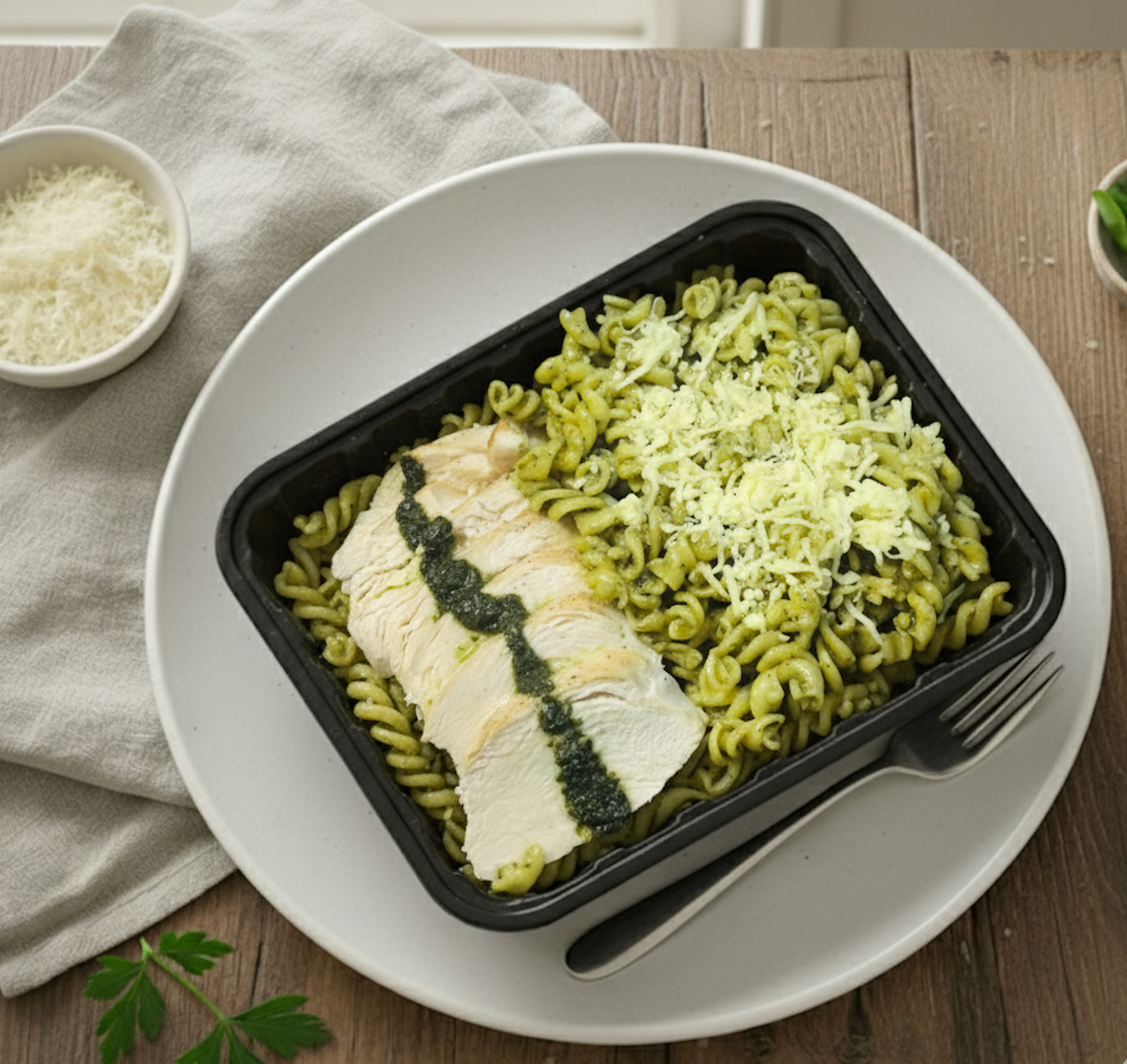 Pechuga de Pollo con Fusili Pesto