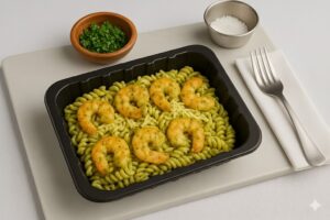 Pasta al Pesto con Camarones