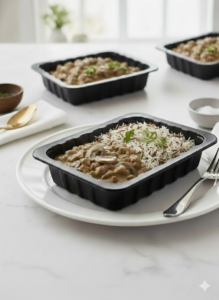 Strogonoff de Carne con Arroz Árabe
