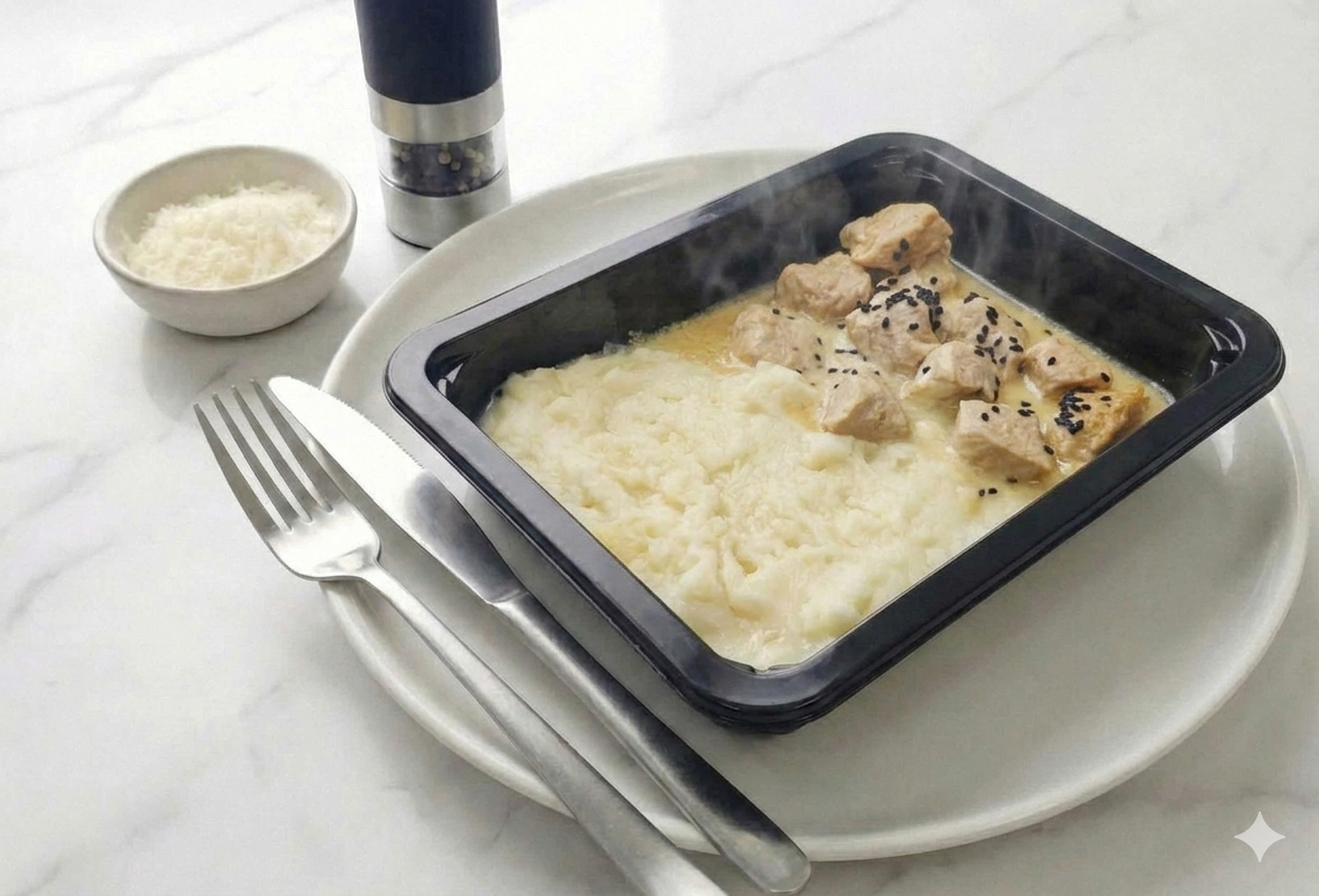 Cerdo a la Mostaza con Puré de Papas