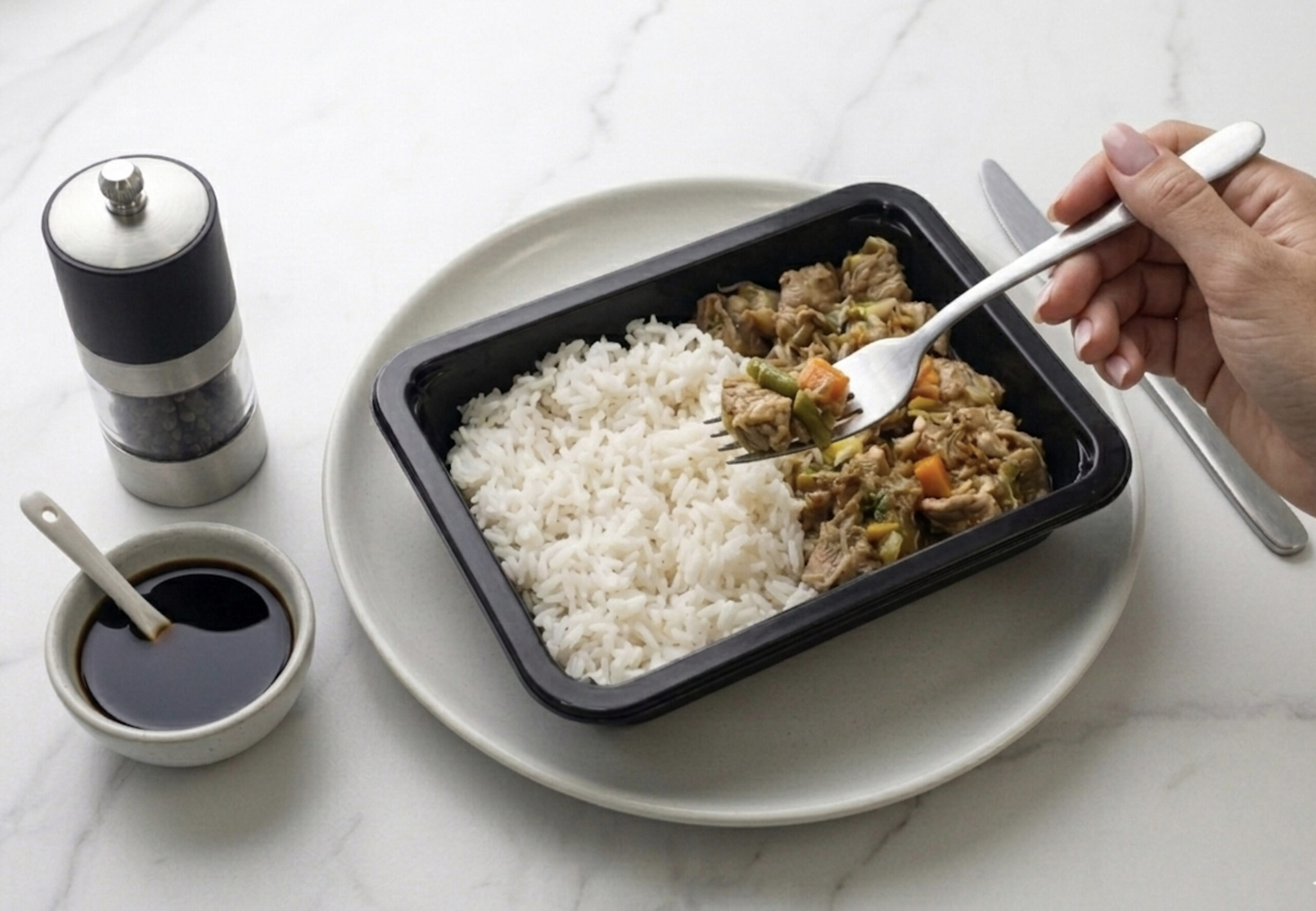 Chapsui de Cerdo con Arroz Blanco