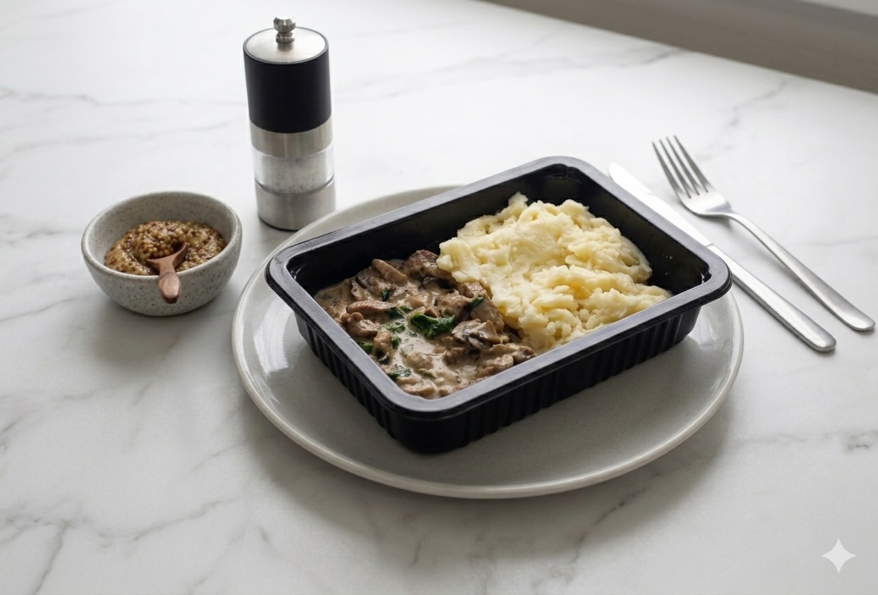 Strogonoff de Carne con Puré