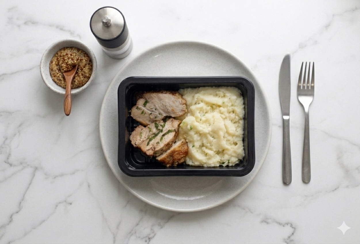 Cerdo a la Horno con Puré de Papas