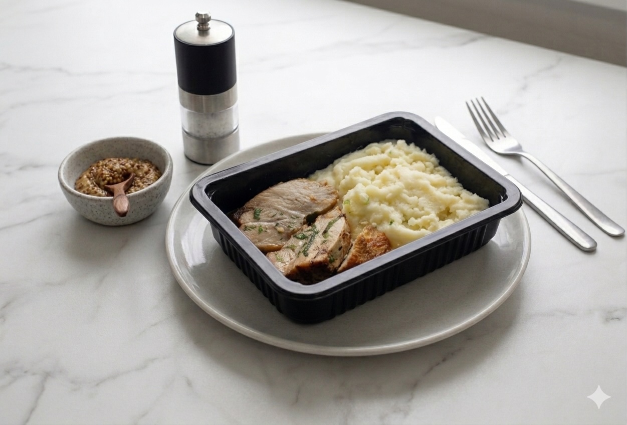 Cerdo a la Horno con Puré de Papas