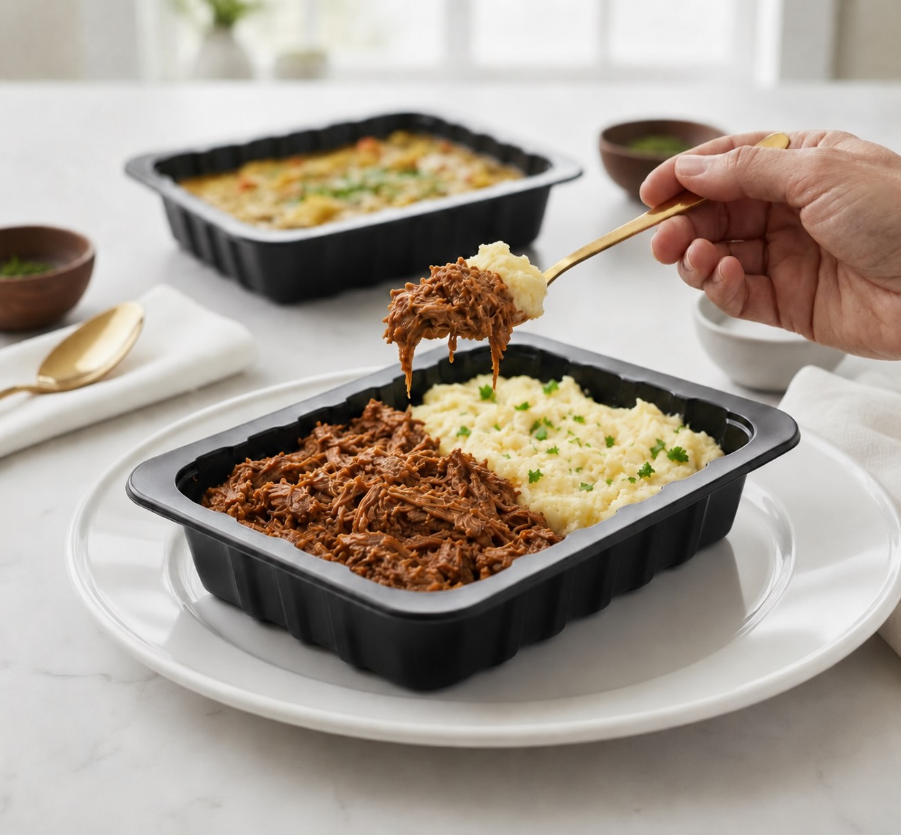 Carne Desmechada con puré de papas