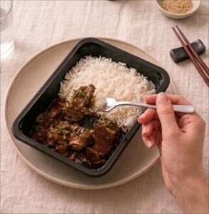 Carne Mongoliana con Arroz Blanco